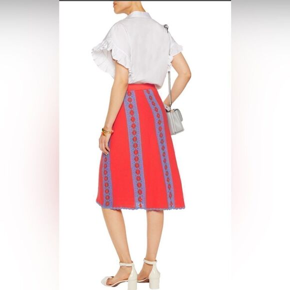 Tory Burch Orange Knit and Crochet Skirt Size Small $395. NWT size L - Picture 2 of 9